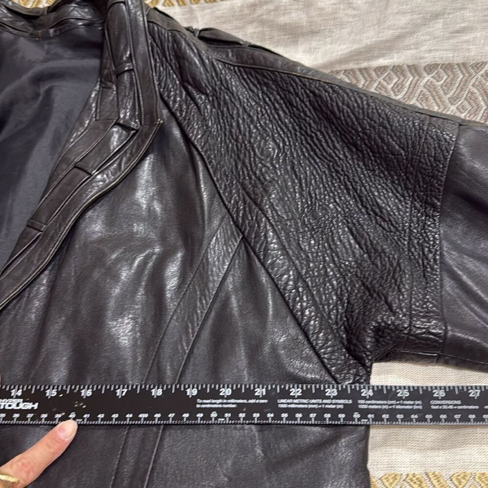 (P2) F.ORTIZ, creation Vintage 80s goatskin jacket in black oversized - Picture 7 of 15